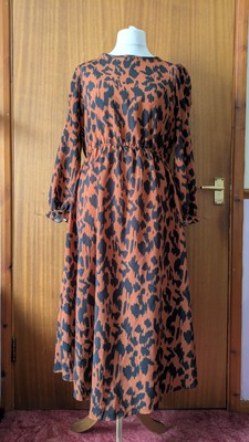 BNWOT M&Co brown and black animal print smock dress size 14 UK