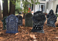 17" Halloween Tombstone Yard Signs with Stakes - Lawn Markers - 6 Pack