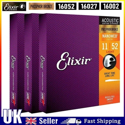 Elixir Acoustic Guitar Strings 16052 (12-53), 16027 (11-52), 16002 (10-47)