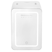 Gallery 6.5L, 9 Can Lighted Beauty Mirror Mini Fridge, Personal Cooler in White