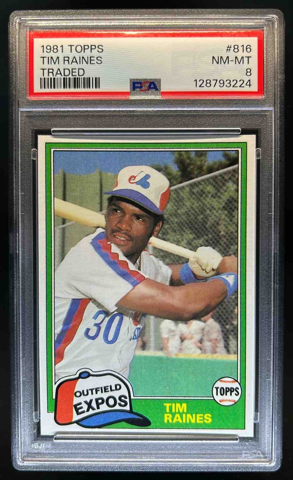 1981 Topps Traded Tim Raines Rookie RC #816 Expos PSA 8