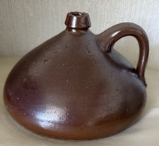 Alte Wärmflasche aus Steinzeug/Steingut Braun Gekämmt 2 Liter