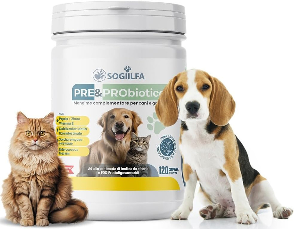 Probiotici per Cani e Gatti con Enzimi Digestivi | 120 cpr Pro-Intestino