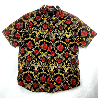 Denim & Flower Ricky Singh Men's Shirt Sz XL Short Sleeve Button Dwn Floral Cot