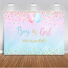 Boy or Girl Gender Reveal Decoration, Blue or Pink Dots Balloon Party Backdrop,