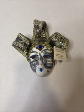 BLUE AND GOLD JOLLY FRANCA CARNIVAL VENETIAN MASQUERADE MASK