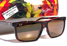 Maui Jim MAMALU BAY Gloss Cherry Tort POLARIZED Bronze GLASS Sunglass H610-04