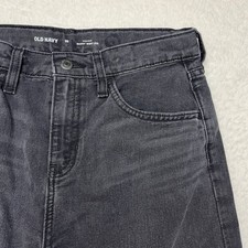 Old Navy Jeans Girls 16 Black Baggy Wide Leg High Rise Adjustable Waist Denim