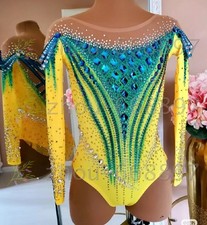Girls' Rhythmic Gymnastics Leotards Artistic Gymnastics Jeweled dyeing yellow