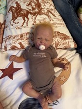 Vinyl Baby Boy Doll Blue Eyes Blonde Straight Hair Light Complexion Pacifier