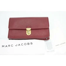Marc Jacobs Leather Venetia Push Lock Front Clutch Bag $495 New Small Purse