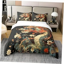  Watercolor Dragon Duvet Cover Chinese Style Full(no comforter) Multi 24