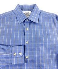 Charles Tyrwhitt Men's SLIM FIT Non-Iron Blue Check Dress Shirt 16/35