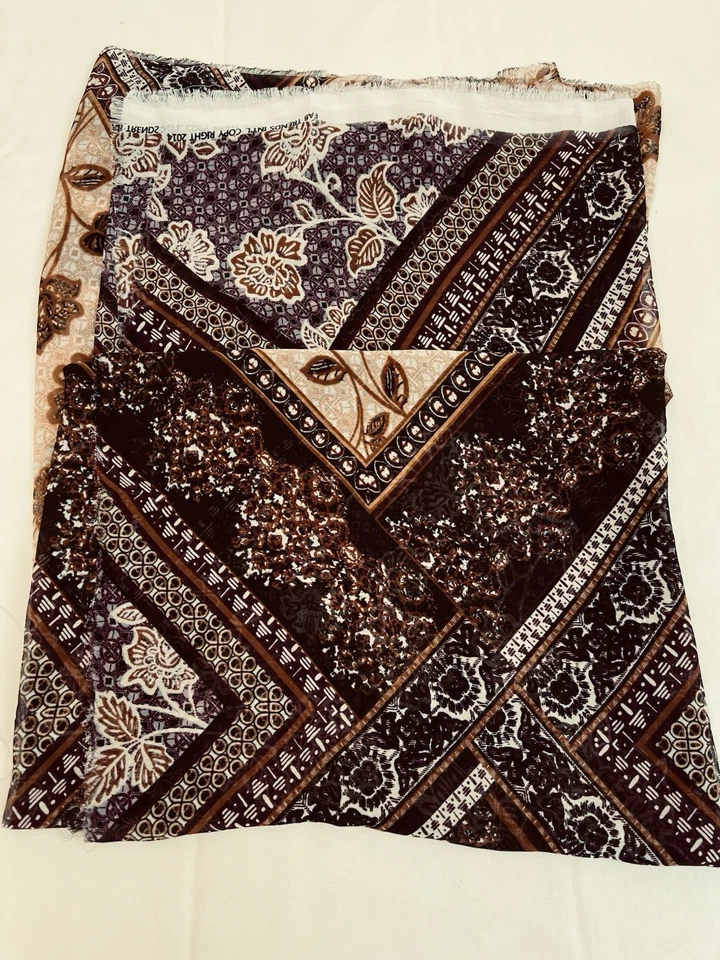 Island Batik Print Sheer Polyester Chiffon Fabric Brown Yellow 59" Wide 58" Long - Image 4 of 4