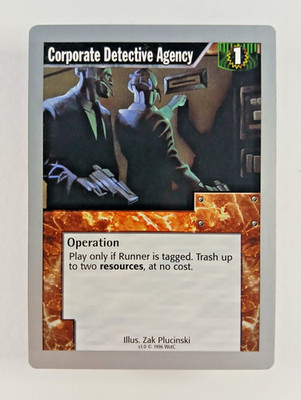 Corporate Detective Agency - v1.0, Netrunner CCG card (1996 WotC) Limited 1.0