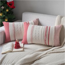 Christmas Pillow Covers 12x20 Inch Set of 2 Textured 20" x 12" Pack of 2 Red