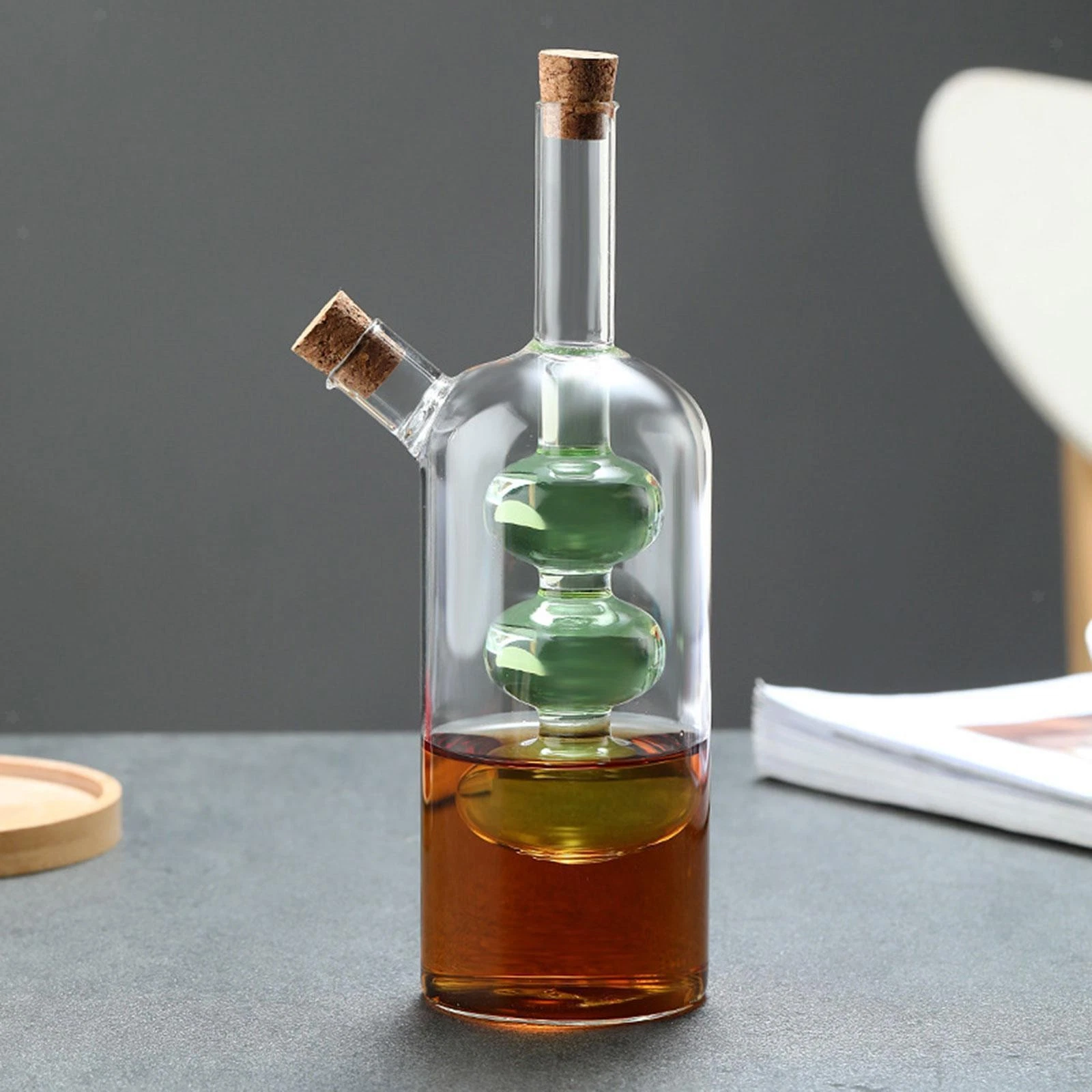 Oil and Vinegar Cruet Glass Clear Glass Soy Sauce Vinegar Bottle for Kitchen