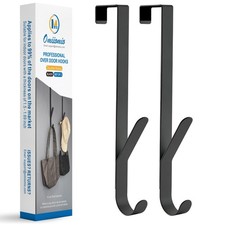 Over The Door Double Hanger Hooks Metal Twin Hooks Organizer Black Set Of 2