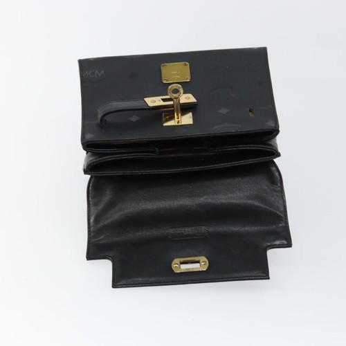 MCM Vicetos Logogram Hand Bag PVC Black Gold Auth 145191 - Picture 10 of 24