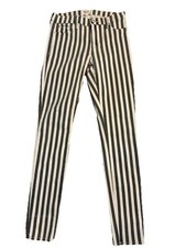 Hudson striped gray white skinny jean 26  size 2 4 mid rise zip pockets stretch