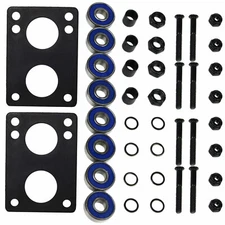 Longboard Hardware Refresh Kit - Bearings, Risers, 1.5" Hardware, Nuts