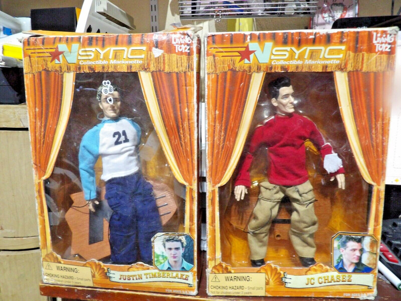 NSYNC Collectible Marionette Dolls - Justin Timberlake and JC Chasez Box's Rough