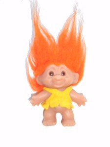 Vintage 1960s Dam Orange Hair Yellow Shirt Troll Doll 3 5