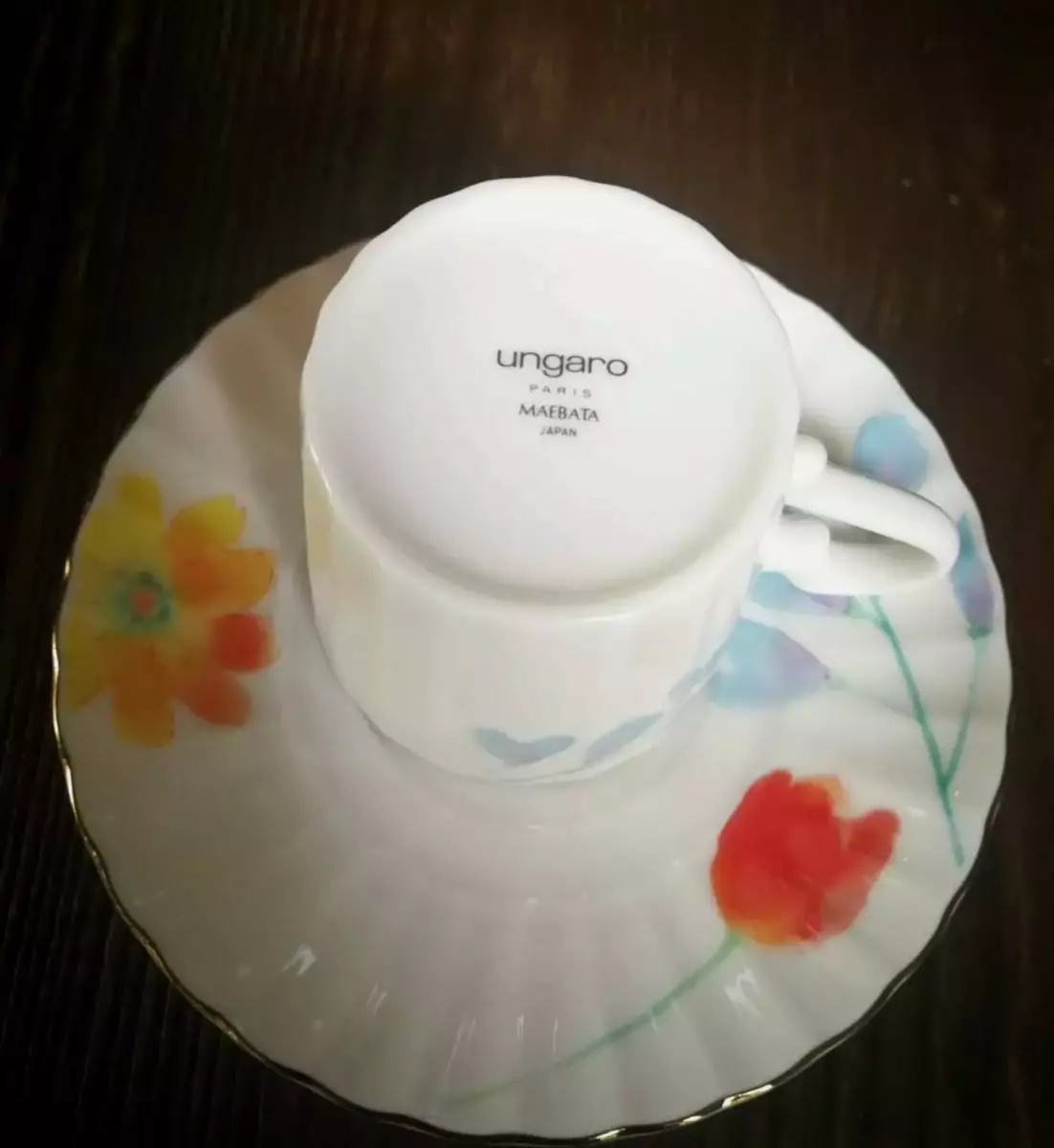 UNGARO PARIS COFFEE CUP SET VINTAGE TEA CUP WITH PLATE MAEBATA JAPAN RARE