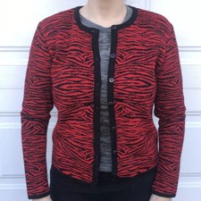 Lennie by nina leonard red & black zebra knit cardigan punk rockabilly ska Tiger