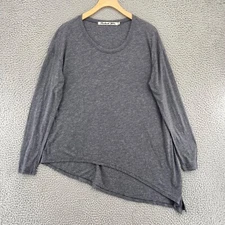 Michael Stars Top Womens One Size Gray Asymmetric Long Sleeve Pullover Stretch