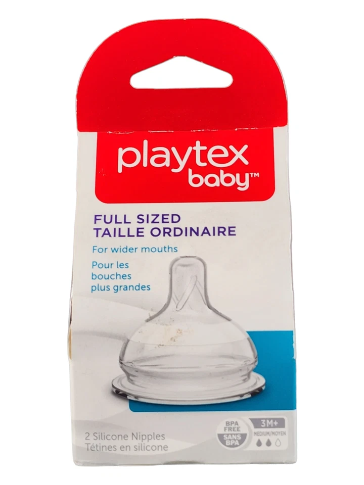 Mamilos de silicone formato completo Playtex Baby, fluxo médio 3M+, 2 quilates - Imagem 3 de 4