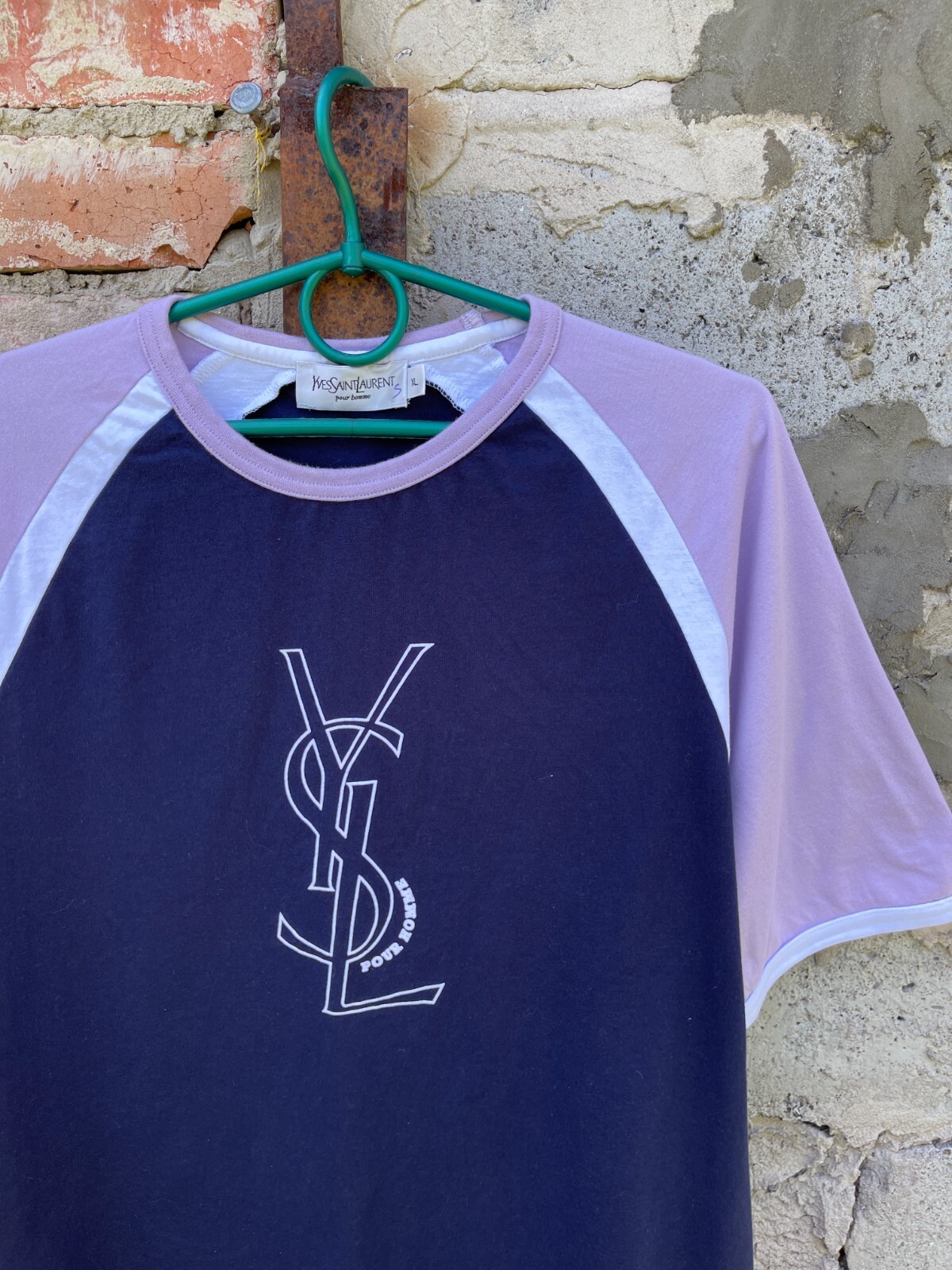 Camicia Yves Saint Laurent vintage viola grande logo