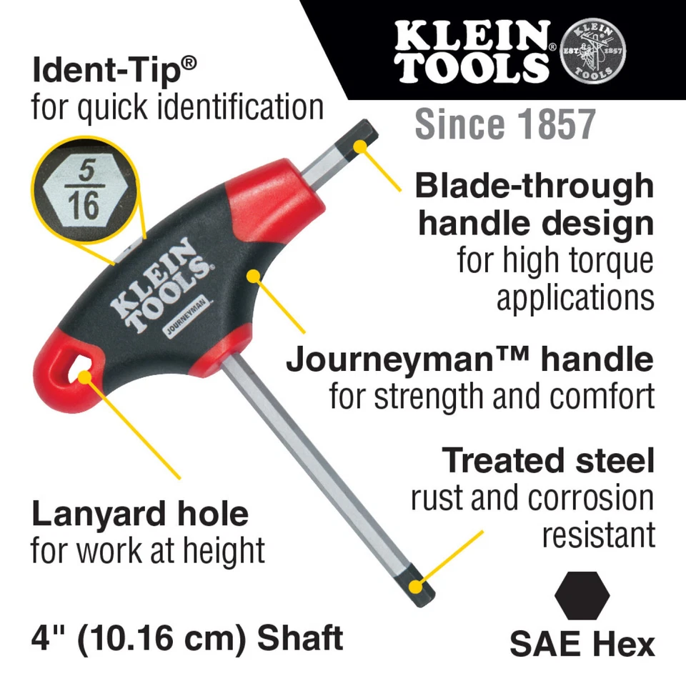 Klein Tools JTH410E Hex Key Set, SAE T-Handle, 4-Inch, with Stand, 10-Piece - Image 3 of 4