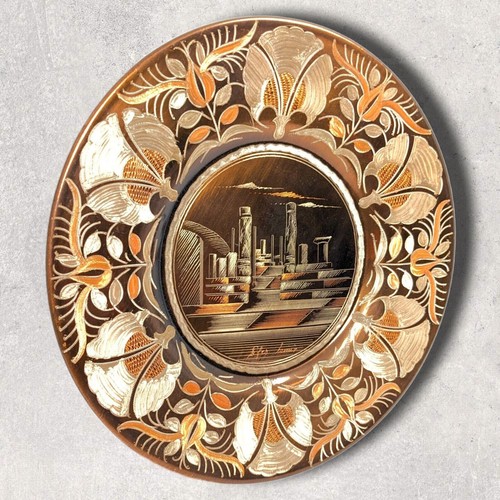 Turkish Copper Charger Wall Hanging Metal Art Decor Hand Crafted Efes Izmir - Picture 3 of 9