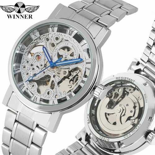 WINNER Orologio da polso automatico Meccanico Scheletro Orologi per Uomo  Orologio da donna | eBay