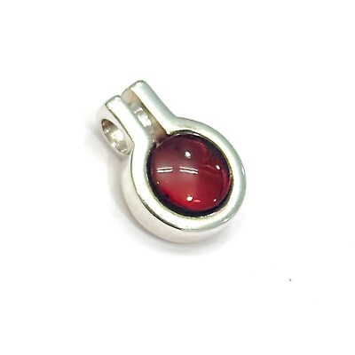 925 Solid Sterling Silver Cherry Baltic Amber Designer Round Slider Nice Pendant