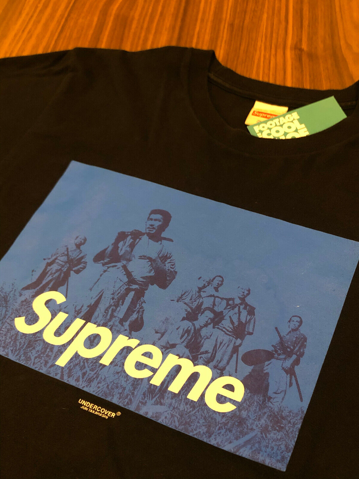 2016 SUPREME UNDERCOVER LAB SEVEN SAMURAI JAPAN TEE SHIRT BOX LOGO BLACK  BLUE M