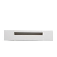 200cm Black TV Stand with LED Lights, Soundbar Shelf, Fits 90" TV, Modern Design