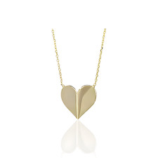 14K Gold Plain Heart Necklace