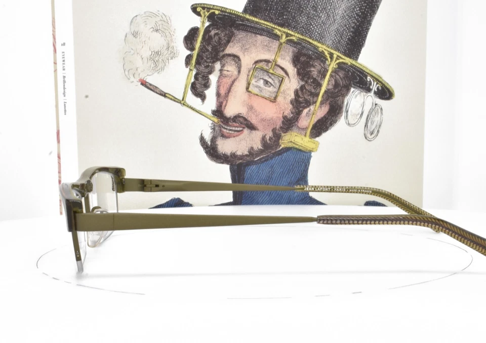 Anteojos vintage JEAN LAFONT verde oliva medio borde ClubMaster 55 mm bariton 427 Foto 3 de 4