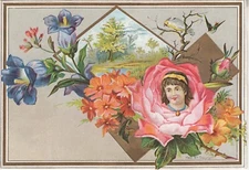 Beautiful Embossed Victorian Trade Card 6.5" x 4.25" H. M. Milliken, Teacher Sgd