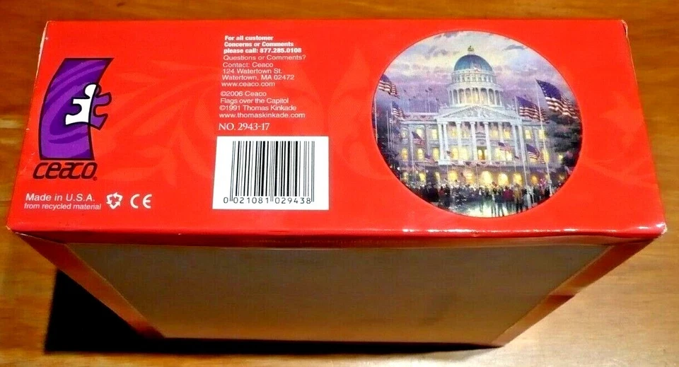 Ceaco Thomas Kinkade Jigsaw Puzzle Flags Over The Capitol 750 Piece 24” Round - Image 3 of 3