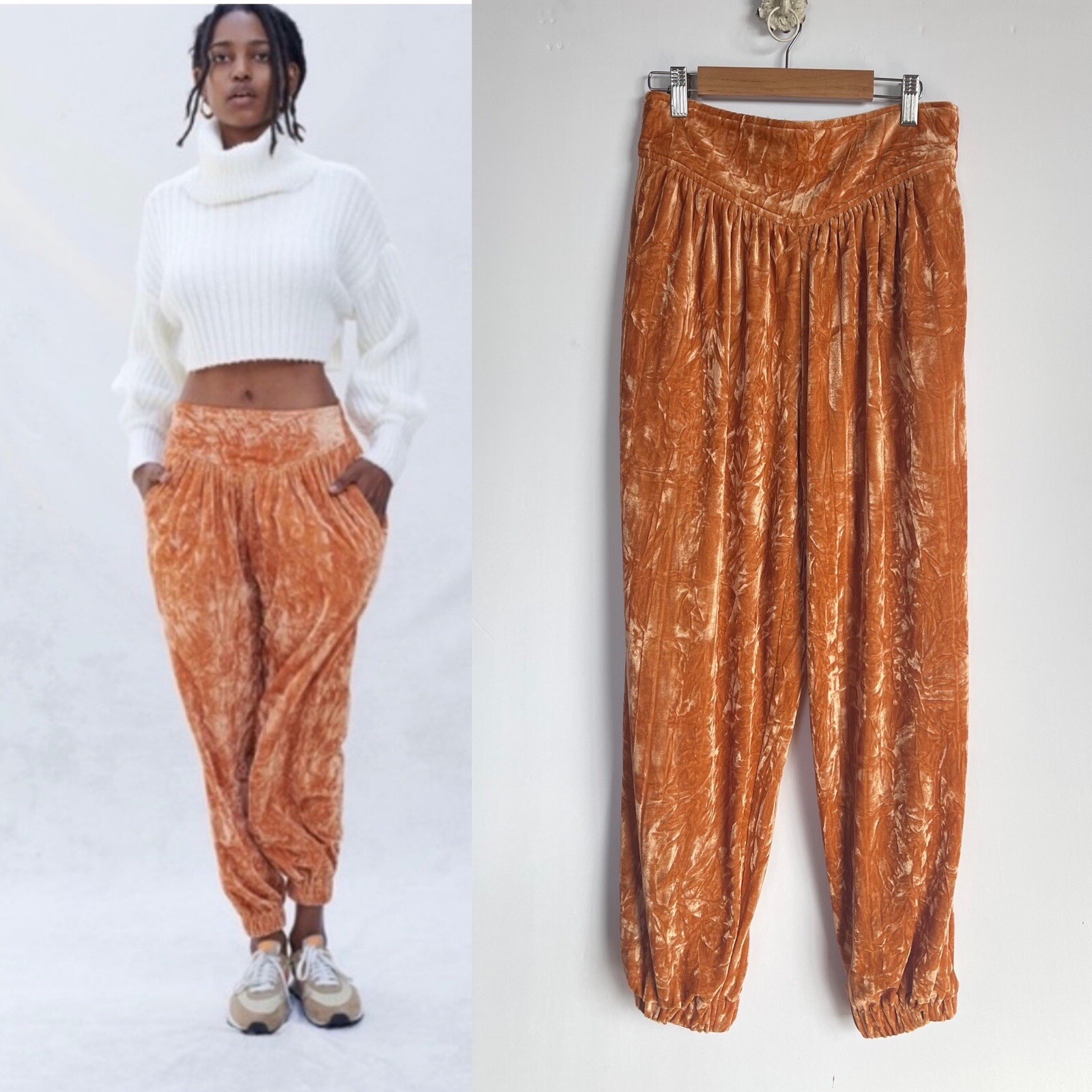 URBAN OUTFITTERS Crushed Velvet Aurora Joggers Size S… Gem