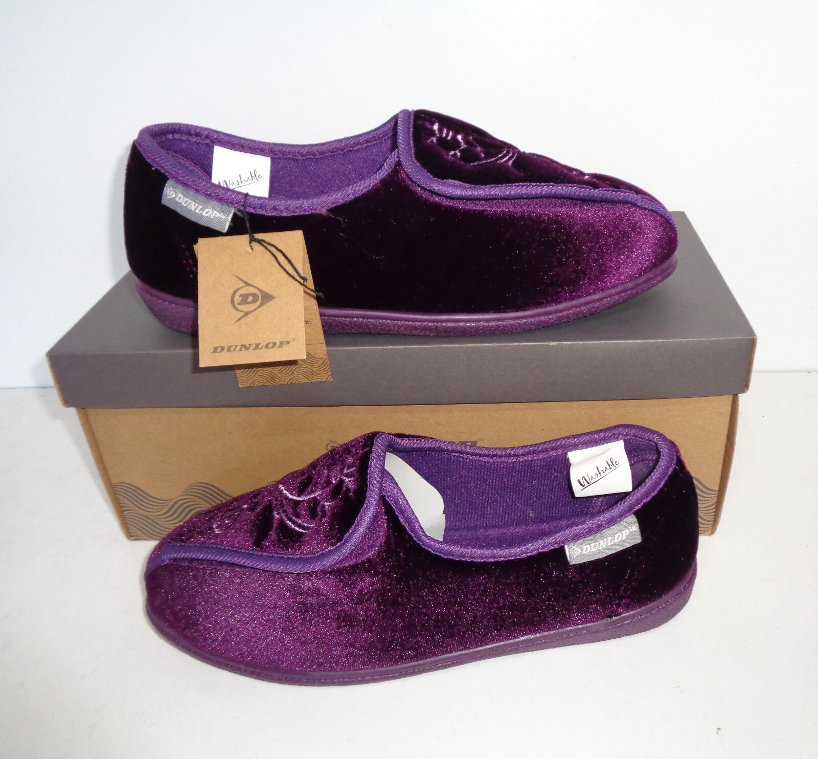 SAOLA Pantofole da donna Dunlop nuove lavabili comfort schiuma suola esterna Regno Unito taglia 4