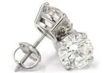 1.5 carat TW Natural Round cut Diamond 14K White Gold Stud Earring Screw Back