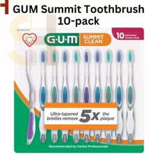 GUM Summit Toothbrush 10-pack, Soft Ultra-tapered Bristles