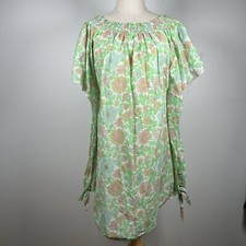 Manoush Women's Smocked Floral Mini Sundress Dress Green Size 38 US 6 M