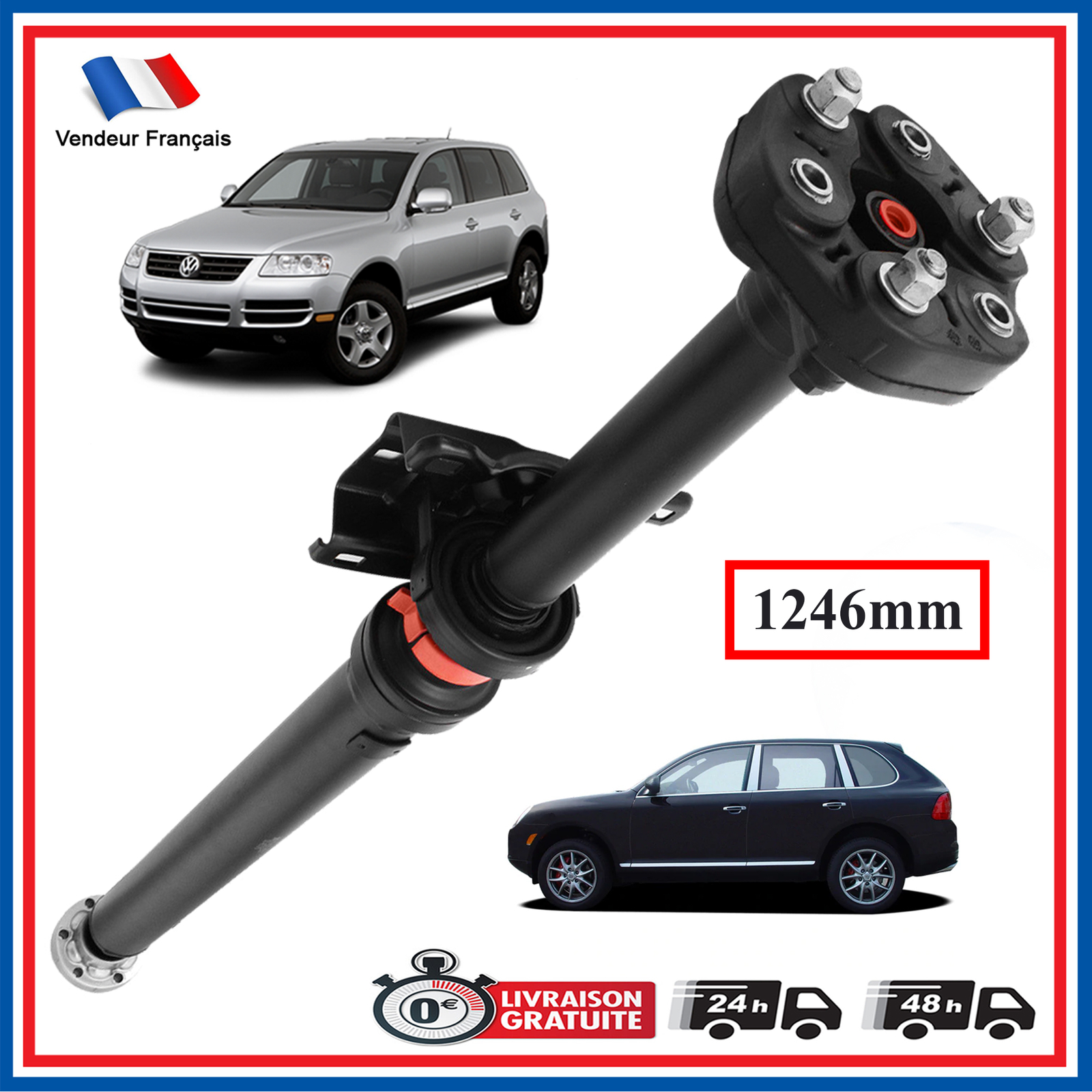 Arbre de transmission 1246 mm anti-vibration arrière avec palier flector 7L0521102B