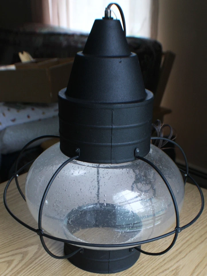 Lámpara colgante náutica exterior Vaxcel 17,5", textura de vidrio de siembra negra OD21836TB Foto 2 de 4