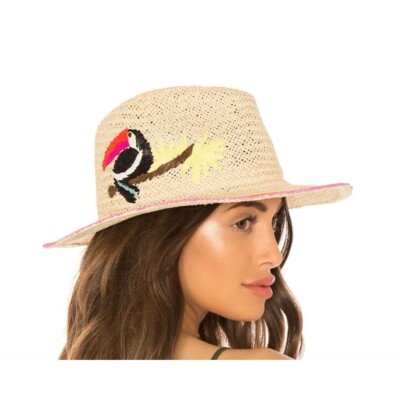 Anthroplogie Hat Attack Tropical Toucan Woven Fedora Hat